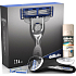 Gillette Mach3 Turbo Rasierer + Ersatzkopf 2 Stück + Mach3 Irritation 5 Defense Rasiergel 75 ml + Reiseetui, Kosmetikset für Männer