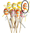 Orangenei aus Kunststoff, Blütenaussparung 4 cm + Spieße
