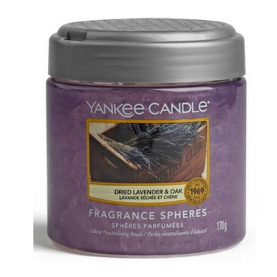 Yankee Candle Dried Lavender & Oak - Getrocknete Lavendel- und Oak Spheres-Duftperlen neutralisieren Gerüche und erfrischen kleine Räume mit 170 g