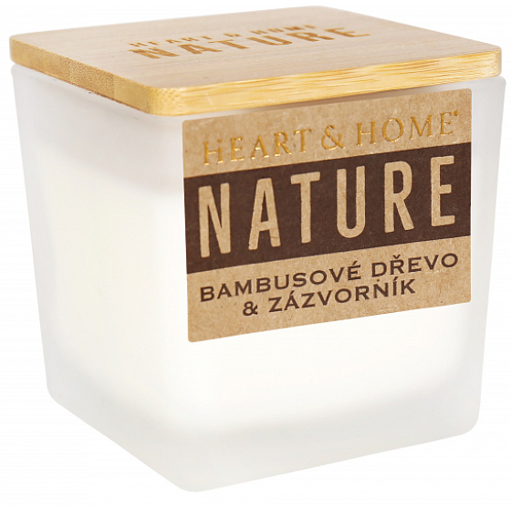 Heart & Home Nature Kerze aus Bambusholz und Ingwer, kleines Glas, Brenndauer bis zu 20 Stunden 90 g