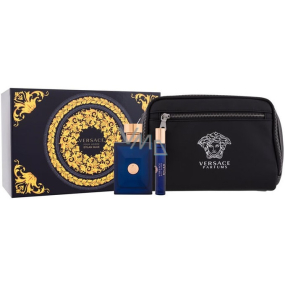 Versace Dylan Blue Eau de Toilette 100 ml + Eau de Toilette 10 ml Miniatur + Kosmetiktasche, Geschenkset für Männer