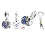 Charm Sterling Silber 925 Weihnachtsmann auf dem Mond 2in1, Weihnachtsarmband-Anhänger