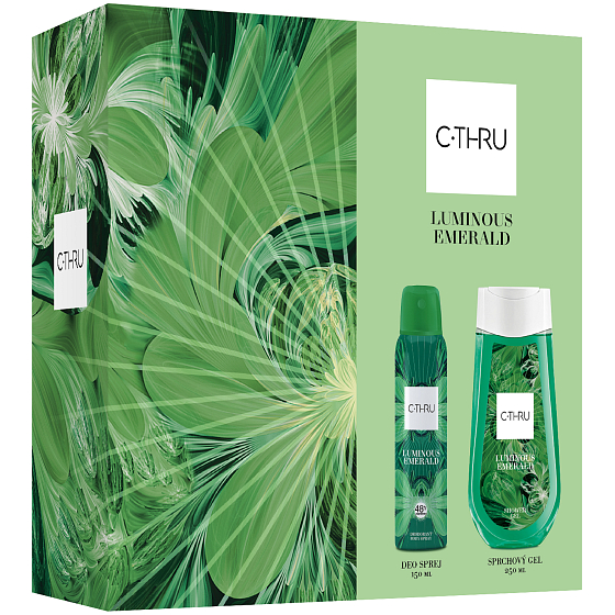 C-Thru Luminous Emerald parfümierter Deodorant Glas 150 ml + Duschgel 250 ml, Kosmetikset für Frauen
