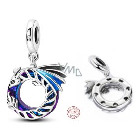 Charm Sterlingové stříbro 925 Drak modrý, korálek na náramek zvíře Charm Sterlingové stříbro 925 Drak modrý, korálek na náramek zvíře