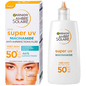 Garnier Ambre Solaire Super UV SPF50+ Tagesfluid gegen Unvollkommenheiten mit Niacinamid 40 ml