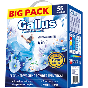 Gallus Waschpulver Universal Box, 55 Waschladungen, 3,05 kg Gallus Waschpulver Universal Box, 55 Waschladungen, 3,05 kg