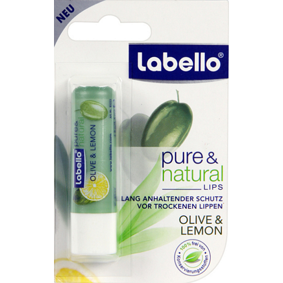 Labello Pure & Natural feuchtigkeitsspendender und entzündungshemmender Lippenbalsam 4,8 g