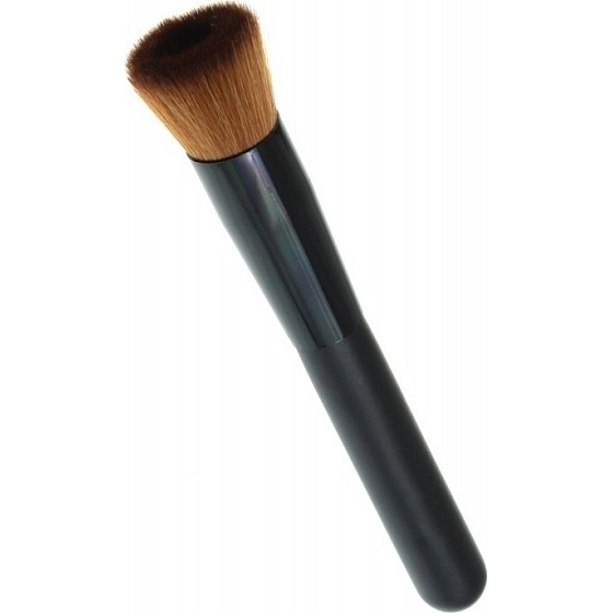 Kosmetische Make-up Pinsel braun rundes glattes Haar schwarzer Griff 14,5 cm 30450
