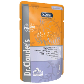 Dr. Clauders Huhn und Ente in Sauce, vollständiges Futter mit Fleischstücken für Katzen, Beutel 100 g