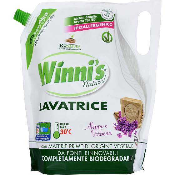 Winnis Eko Lavatrice Lavendel mit Seifenwaschgel für alle Arten von Fasern feiner und farbiger Kleidung 25 Dosen 1250 ml
