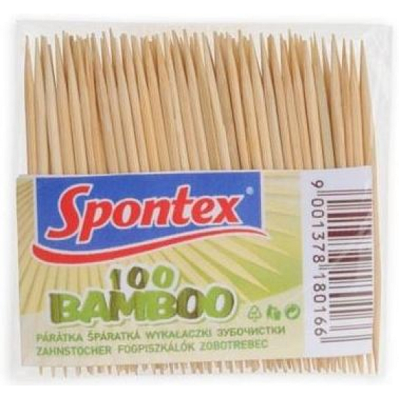Spontex Zahnstocher Bambus 100 Stück Tasche