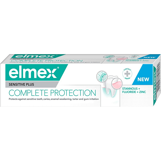 Elmex Sensitive Plus Complete Protection Zahnpasta pflegt effektiv den Mund und empfindliche Zähne 75 ml