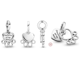 Sterling Silber 925 Pfotenabdrücke auf meinem Herzen, 2in1 Herz-Anhänger an Haustier-Armband