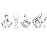 Charm Sterlingsilber 925 Verbundene Schwesternherzen, 2-in-1 teilbarer Anhänger für Armband Familie