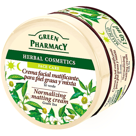 Green Pharmacy Grüner Tee normalisierende mattierende Creme für fettige Haut und Mischhaut 150 ml