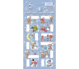 Bogen Weihnachtsetiketten Aufkleber für Geschenke Teddybär mit Hut, hellblau Bogen 12 Etiketten