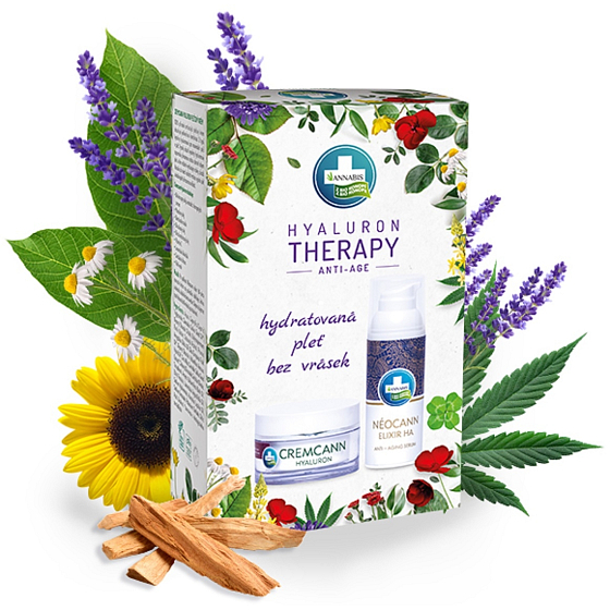Annabis Hyaluron Therapy Cremcann Hyaluron natürliche Feuchtigkeitscreme 50 ml + Néocann Elixir HA Lifting Serum 50 ml, Kosmetikset für Frauen