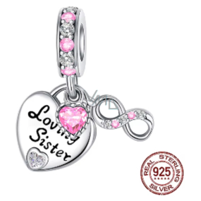 Charm Sterlingsilber 925 Schwestern für immer doppeltes Herz und Unendlichkeit, 3-in-1 Anhänger für Armband Liebe Charm Sterlingsilber 925 Schwestern für immer doppeltes Herz und Unendlichkeit, 3-in-1 Anhänger für Armband Liebe