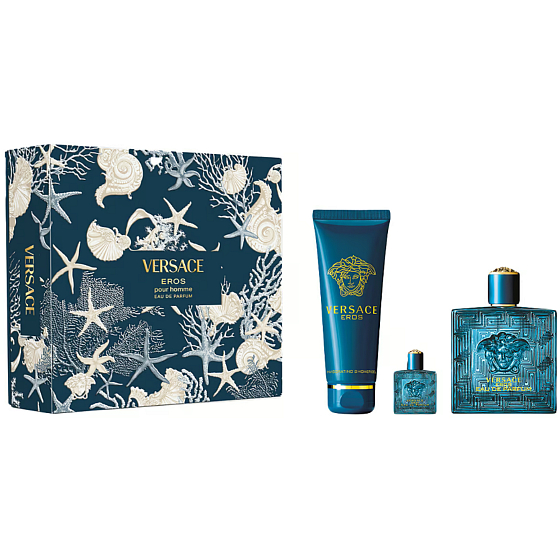 Versace Eros Pour Homme parfémovaná voda 100 ml + sprchový gel 150 ml + parfémovaná voda 5 ml, dárková sada pro muže