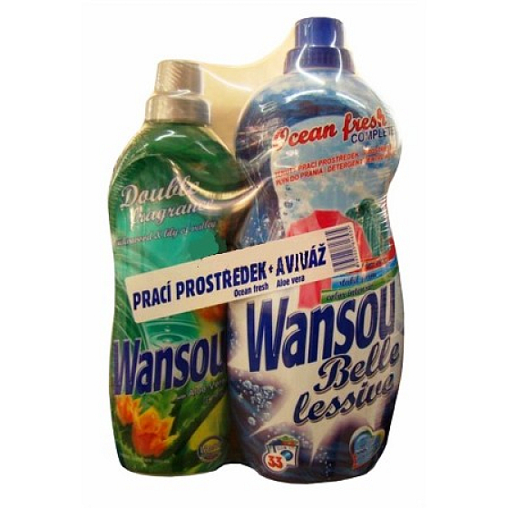 Wansou Ocean Fresh Flüssigwaschmittel 2 l + Wansou Aloe Vera Weichspüler 1 l, Duo