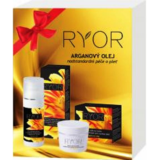 Ryor Arganöl mit Hyaluronsäure II Extra pflegende Creme 50 ml, mit Arganöl mit Hyaluronsäure Revitalisierender Serumspender 50 ml, Kosmetikset