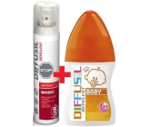 Diffusil Repellent Grundlegendes Repellent zur Abwehr von Mücken, Zecken und Fliegen fliegen 200 ml + Diffusil Baby Repellent 100 ml