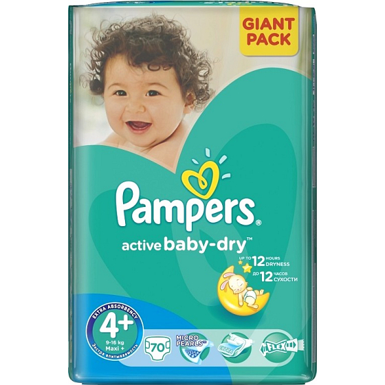 Pampers Active Baby Dry 4+ Maxi Plus 9-16 kg Windelhöschen 70 Stück