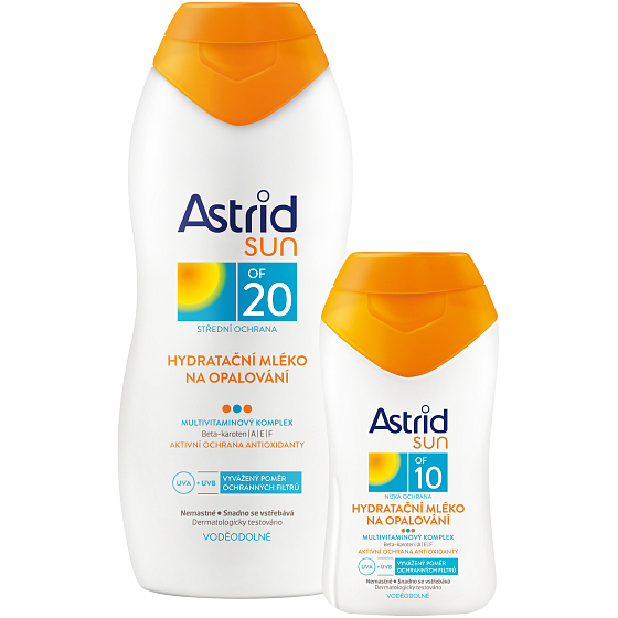 Astrid Sun OF20 feuchtigkeitsspendende Sonnencreme 200 ml + Sun OF10 feuchtigkeitsspendende Sonnencreme 100 ml, Duopack