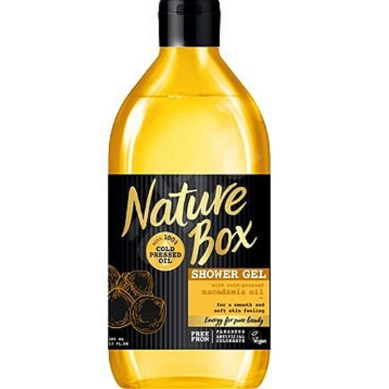 Nature Box Makadamia Duschgel mit 100% kaltgepresstem Öl, geeignet für Veganer bei empfindlicher Haut 385 ml
