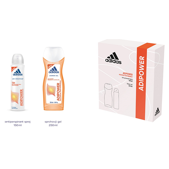 Adidas Adipower Antitranspirant Deodorant Spray für Frauen 150 ml + Duschgel 250 ml, Kosmetikset