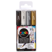 Posca Universal-Satz von Acrylmarkern 0,7 - 1 mm Farbmischung 4 Stück PC-1M