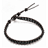 Obsidian Lederarmband Naturstein, handgefertigt, Schließe, Kugel 4 mm / 17 - 23 cm, Rettungsstein