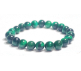 Tigerauge grün Armband elastisch Naturstein, Kugel 8 mm / 16-17 cm, Stein der Sonne und Erde, bringt Glück und Reichtum