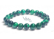 Tigerauge grün Armband elastisch Naturstein, Kugel 8 mm / 16-17 cm, Stein der Sonne und Erde, bringt Glück und Reichtum