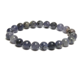 Iolith / Cordierit Armband elastischer Naturstein, Kugel 8 mm / 16 - 17 cm