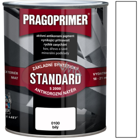 Pragoprimer Standard S2000 univerzální základní barva na kov a savé podklady 0100 Bílá 0,6 l Pragoprimer Standard S2000 univerzální základní barva na kov a savé podklady 0100 Bílá 0,6 l