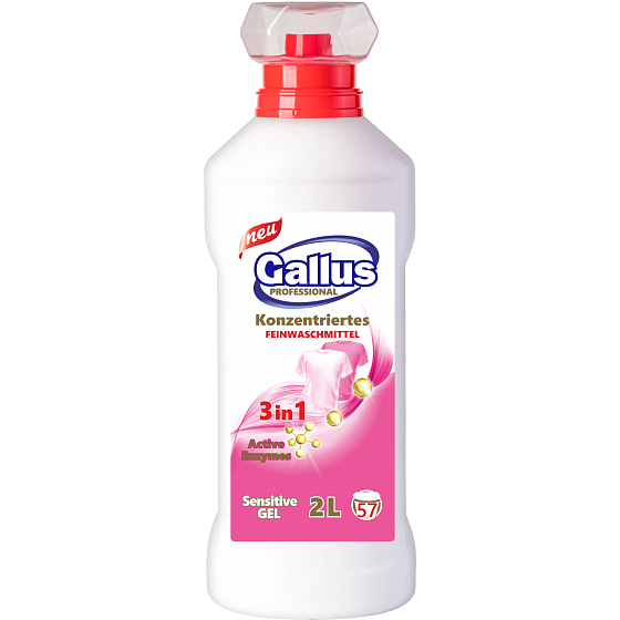 Gallus Sensitive prací gel 2 l – šetrný prací gel na jemné prádlo, 57 dávek