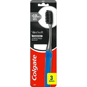 Colgate Slim Soft Charcoal zubní kartáček 3-pack