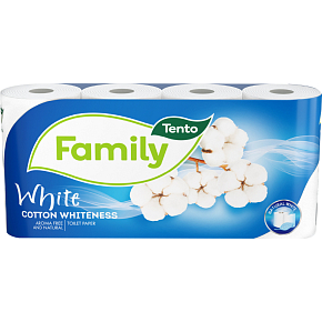 Tento White Cotton Whiteness 2-lagiger Toilettenpapier, 8 Rollen, 18 m Rolle