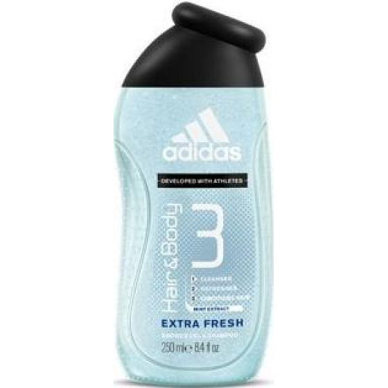 Adidas 3 Extra Fresh Duschgel für Körper und Haare für Männer 250 ml