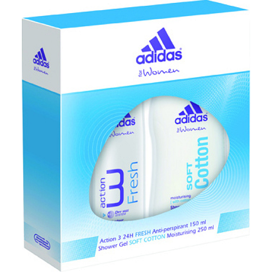 Adidas Action 3 Frisches Antitranspirant Deodorant Spray 150 ml + Duschgel aus weicher Baumwolle 250 ml, Kosmetikset