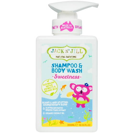 Jack N Jill BIO Süße Süße 2 in 1 Duschgel und Shampoo für Kinder Spender 300 ml
