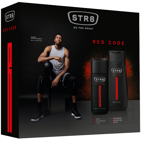 Str8 Red Code parfümiertes Deodorantglas für Männer 75 ml + Duschgel 250 ml, Kosmetikset