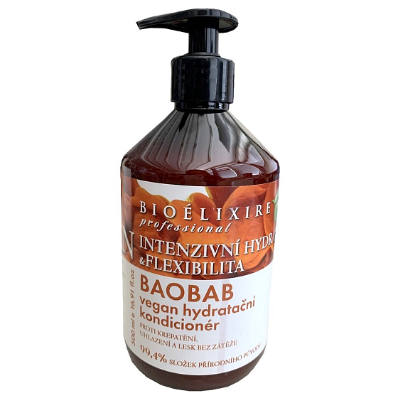 Bioelixire Vegan Baobab feuchtigkeitsspendende Spülung für trockenes, sprödes und strapaziertes Haar 500 ml