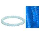 Jade Luminois Light Phosphoreszierend, blaues Leuchten im Dunkeln, Armband elastisch Naturstein, Perle 6 mm / 16 - 17 cm