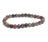 Pietersit Multi-Armband elastisch Naturstein, Kugel 6 mm / 16 -17 cm, Stein mit stürmischen Elementen
