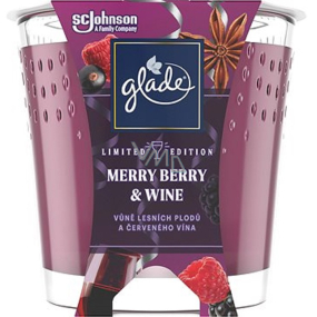 Glade Merry Berry & Wine Duftkerze mit Beeren- und Rotweinduft im Glas, Brenndauer bis zu 38 Stunden 129 g