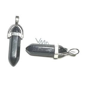 Goldstein blau Avanturin Pendel Sechseck Anhänger 41 x 13 mm, Stein der Ambition Goldstein blau Avanturin Pendel Sechseck Anhänger 41 x 13 mm, Stein der Ambition