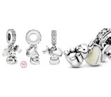 Charms Sterling Silber 925 Plüsch Baby Bär 3in1, Armband Anhänger Familie