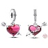Charm Sterling Silber 925 Rotes Herz und Pfeil Muranoglas, Liebesarmband-Anhänger